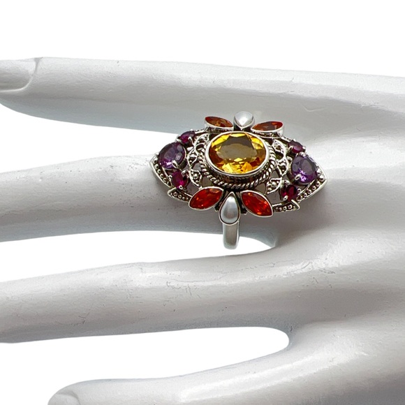 🌟NICKY BUTLER 925 Sterling Silver Citrine Multi Gem ONE OF A KIND Ring Size 8.5 - Picture 7 of 12
